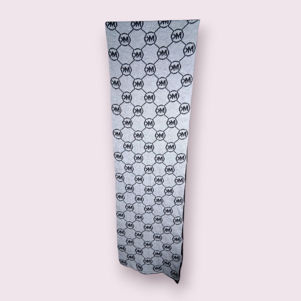 Michael Kors Scarf Michael Kors, Mk Logo, Black & Gray Reversible